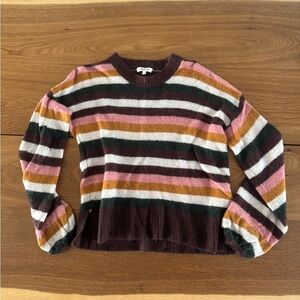 Madewell Striped Wool Sweater in Pink, Brown, and Yellow